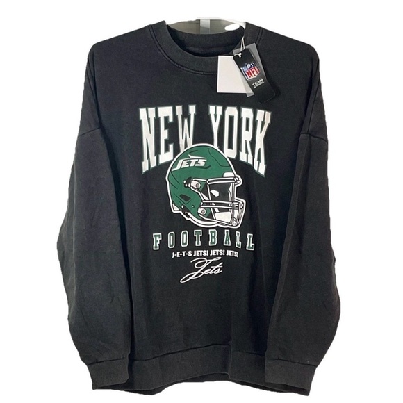 NFL Tops - New York Jets Black NFL Game Couture Oversized Sweatshirt Size XL